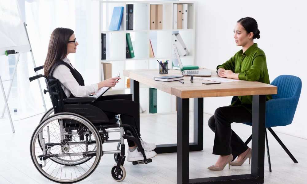 Disable Woman Using Queue Management Accessibility Feature