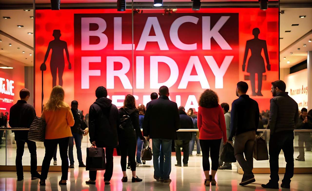 people visiting stores during black friday sale