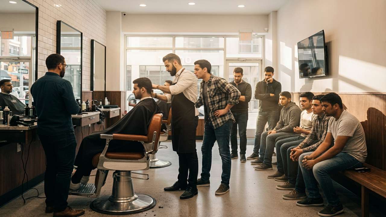 traditional barbershop queueing system
