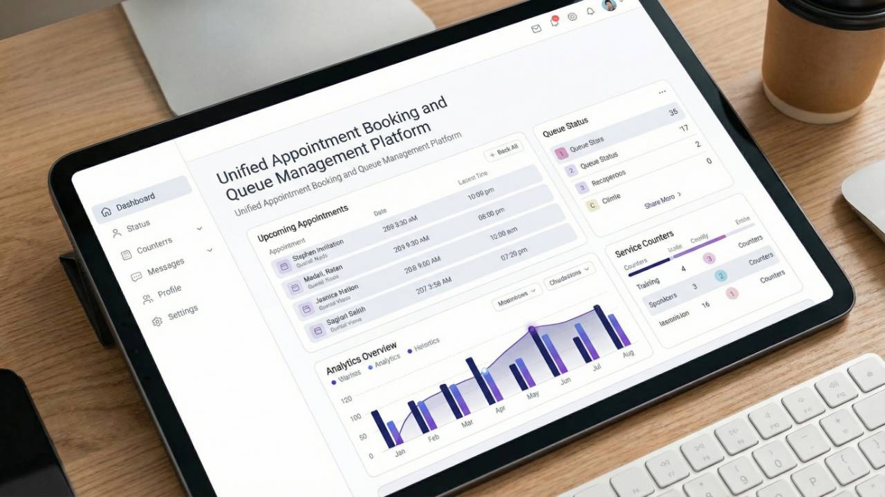 appointment booking and queue management unified analytics dashboard