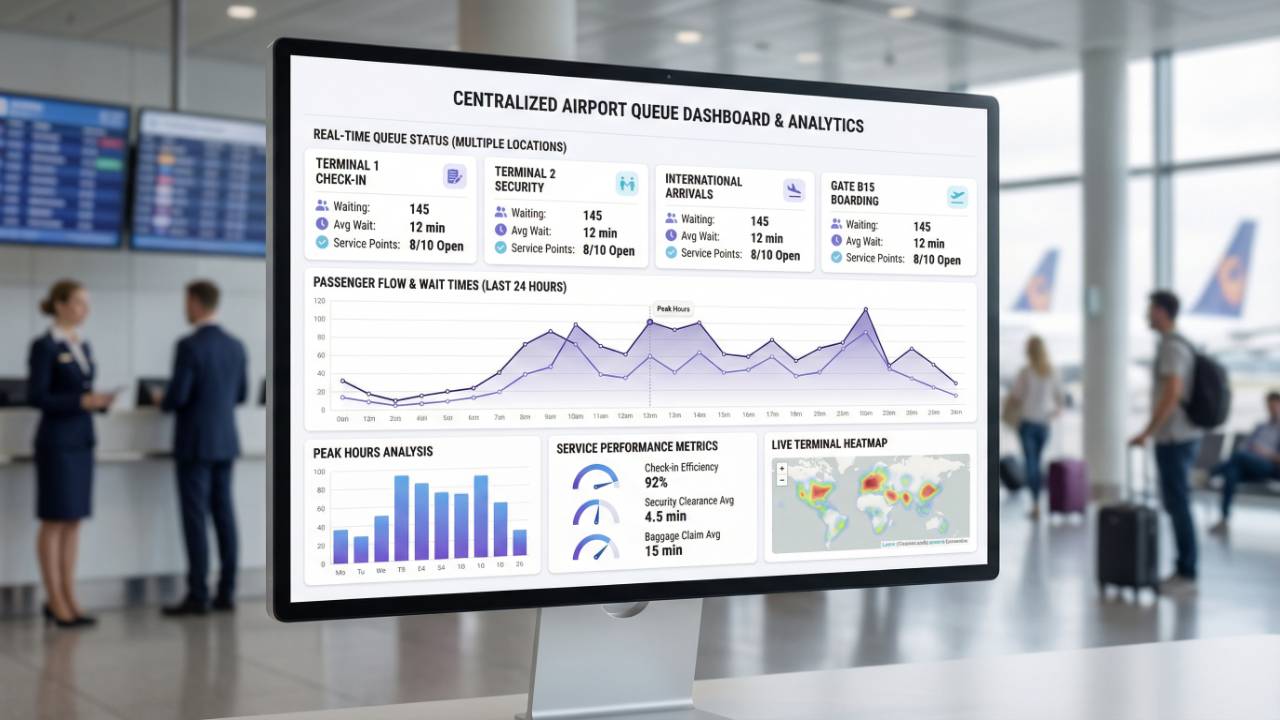 centralized queue dashboard for airports