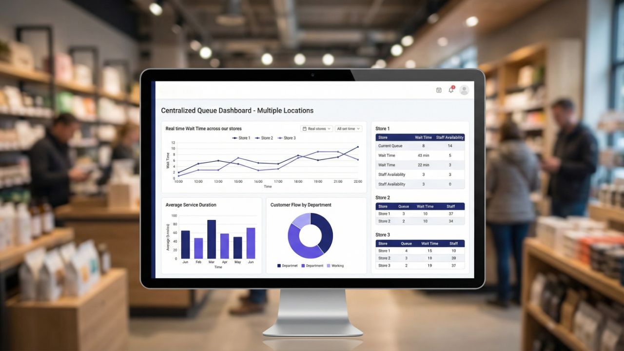 centralized queue dashboard for retail stores