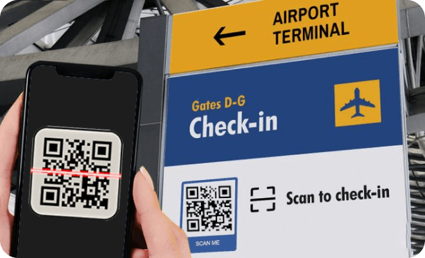 qr code queuing system for airport check-in